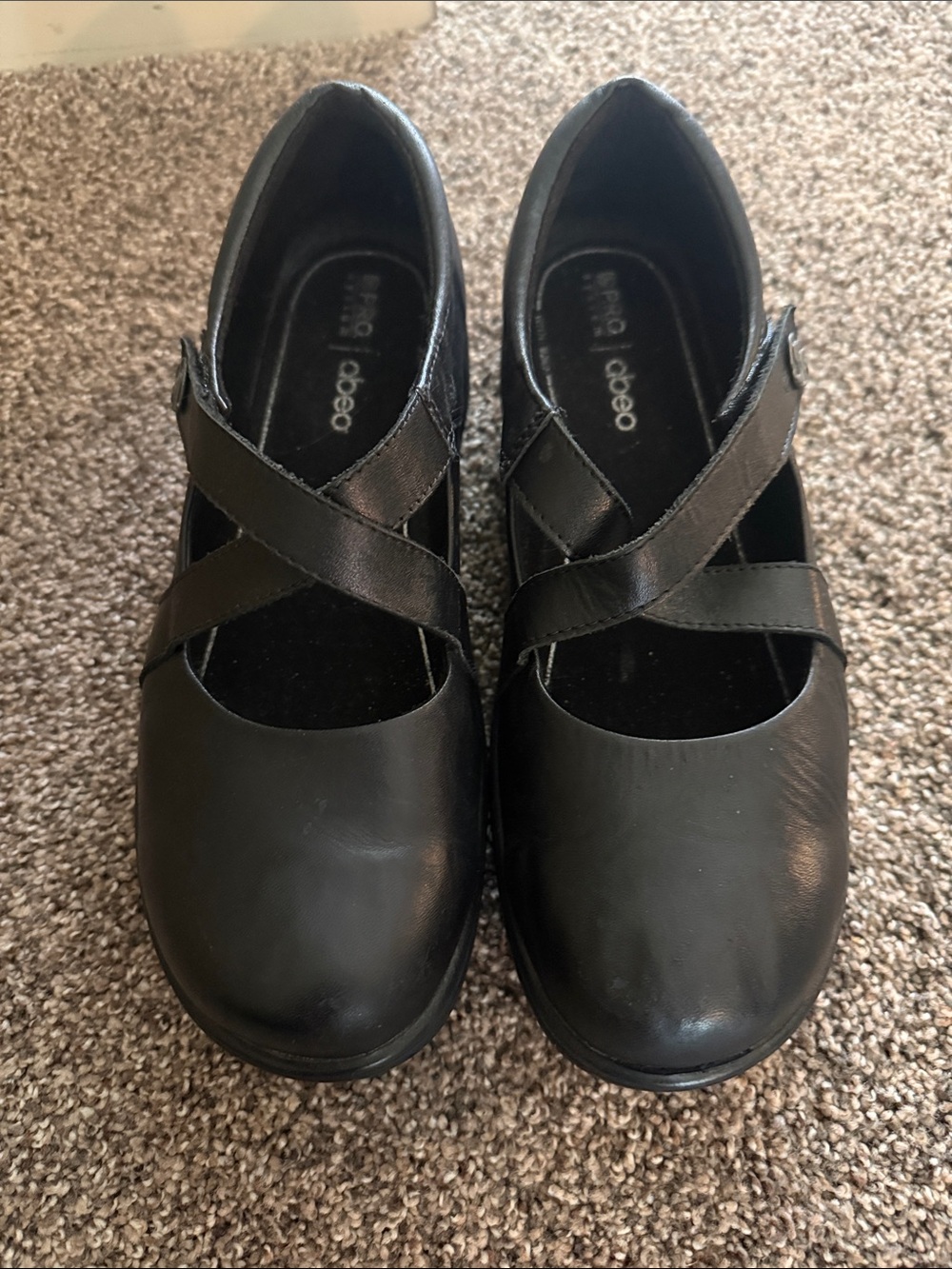 Abeo Black Leather Cross-Strap Clogs